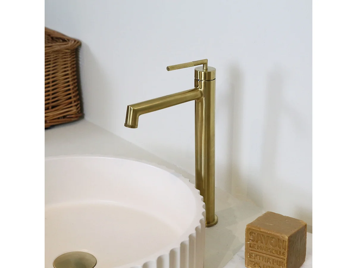 Portofino mitigeur lavabo haut or brossé - Essebagno