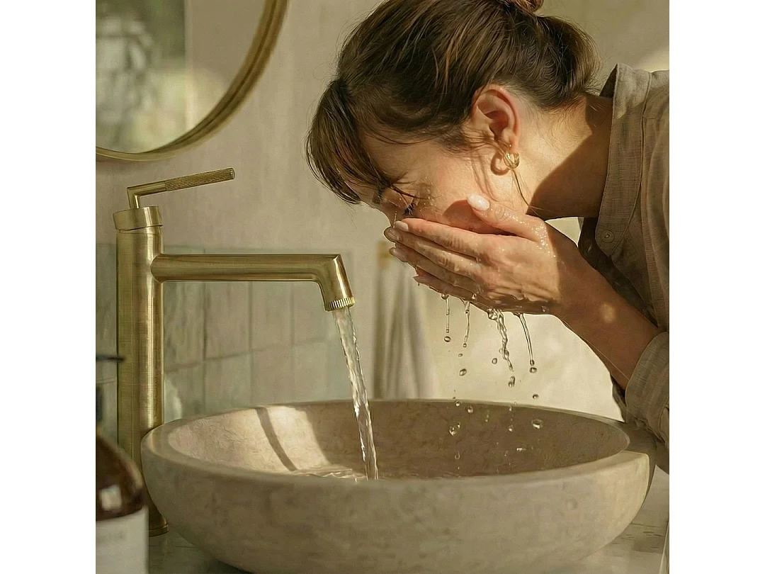 Portofino mitigeur lavabo haut or brossé - Essebagno