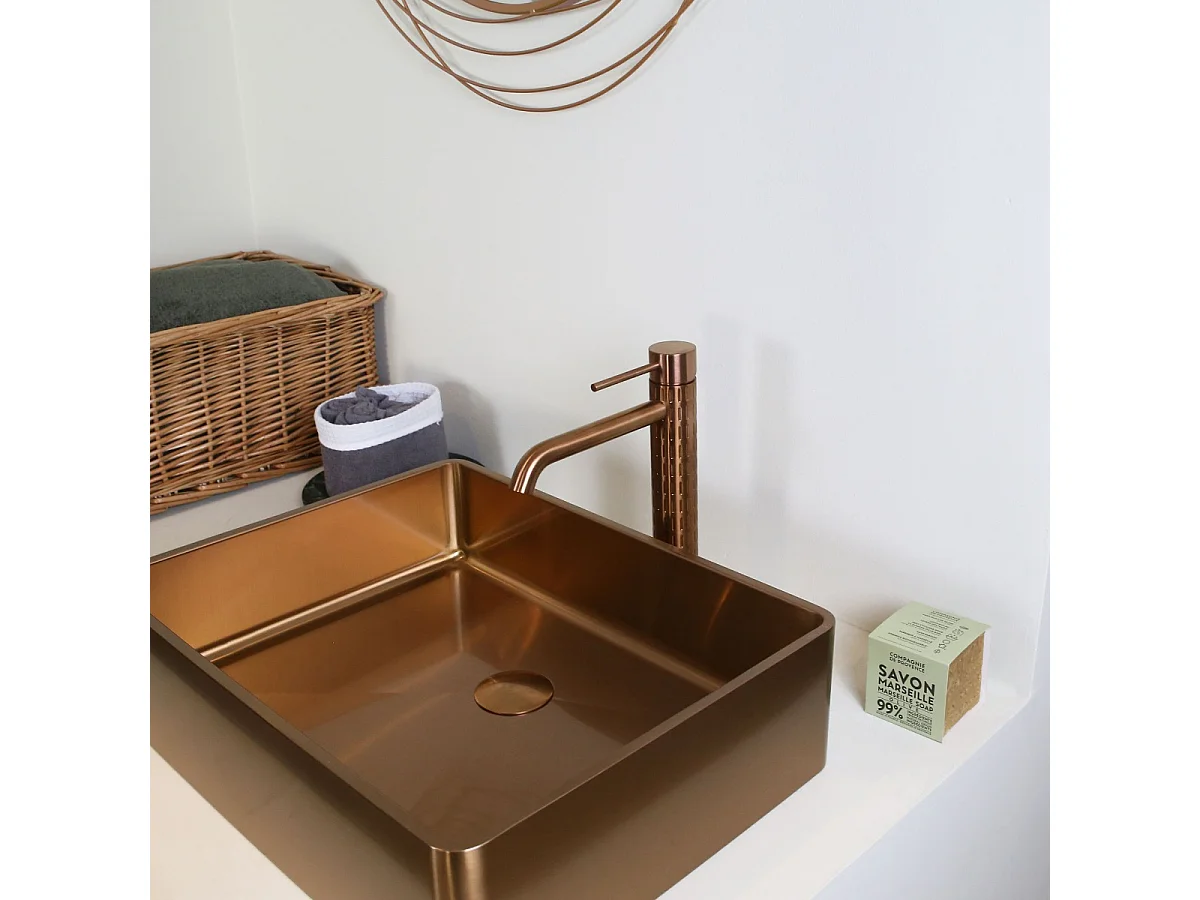 Architek bateria miedziana umywalkowa wysoka szczotkowanej miedzi