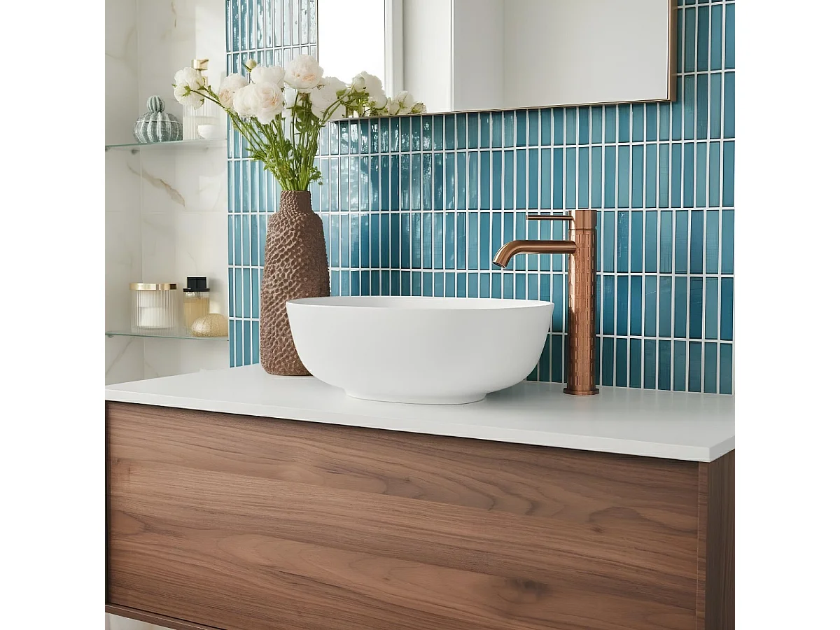 Architek mezclador de lavabo alto en cobre cepillado Essebagno