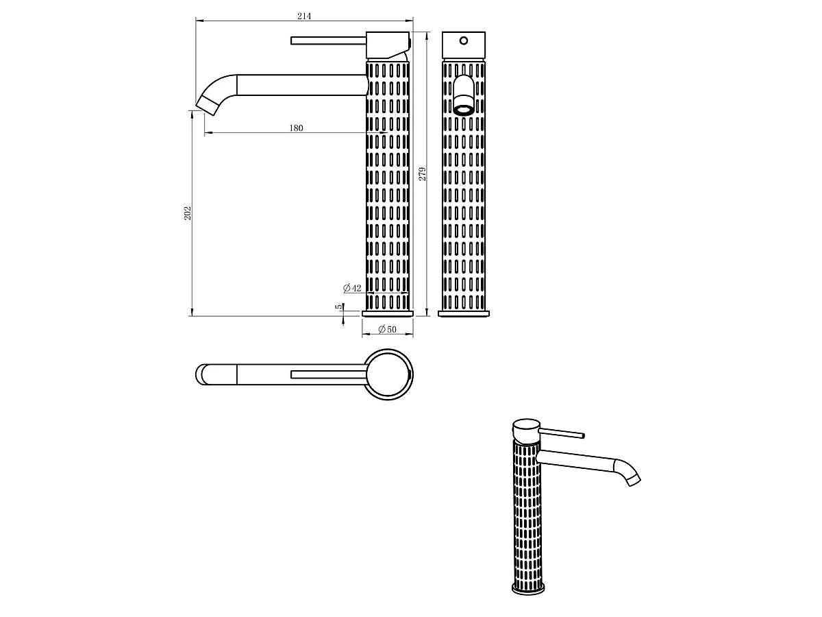Architek mitigeur lavabo haut cuivre brossé - Essebagno