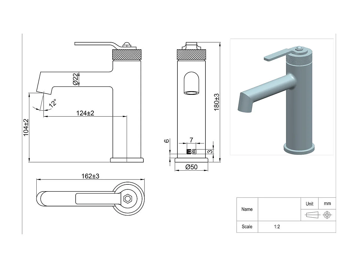 Molette mitigeur lavabo bas façon inox brossé - Essebagno
