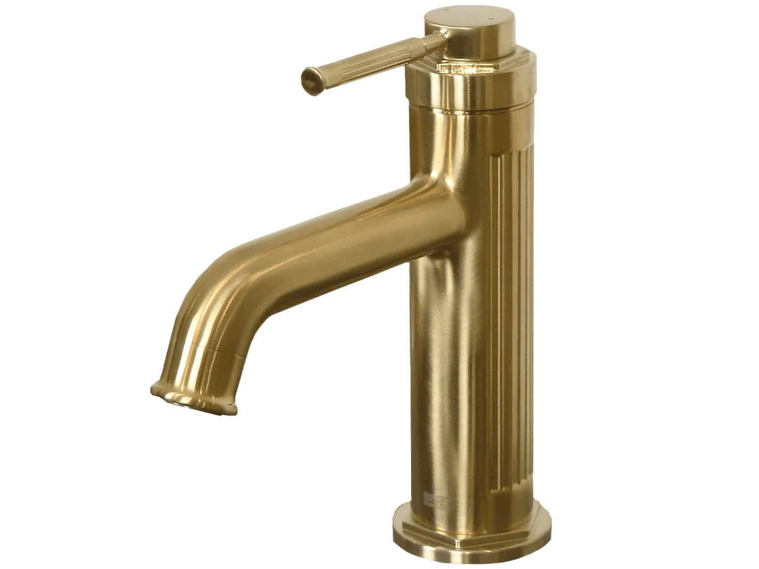 Art Deco Miscelatore per lavabo basso in oro spazzolato Essebagno