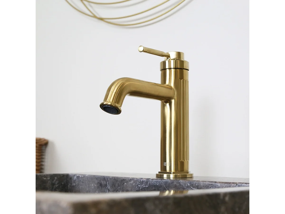 Art Deco Miscelatore per lavabo basso in oro spazzolato Essebagno