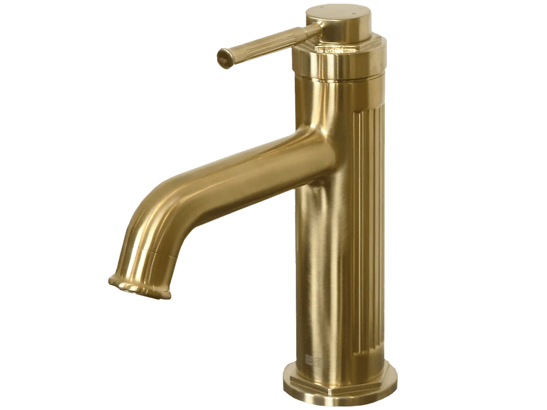 Art Deco Misturadora de lavatório baixa em dourado escovado Essebagno