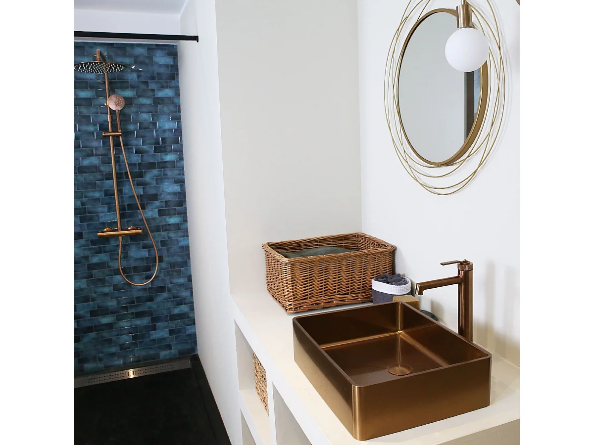 Molette Torneira alta para lavatório em cobre escovado Essebagno