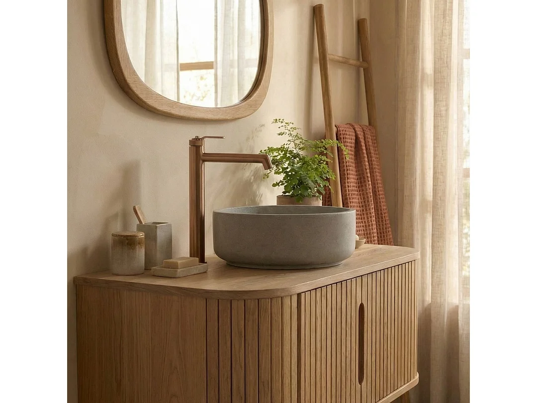 Molette Mezclador alto de lavabo en cobre cepillado Essebagno