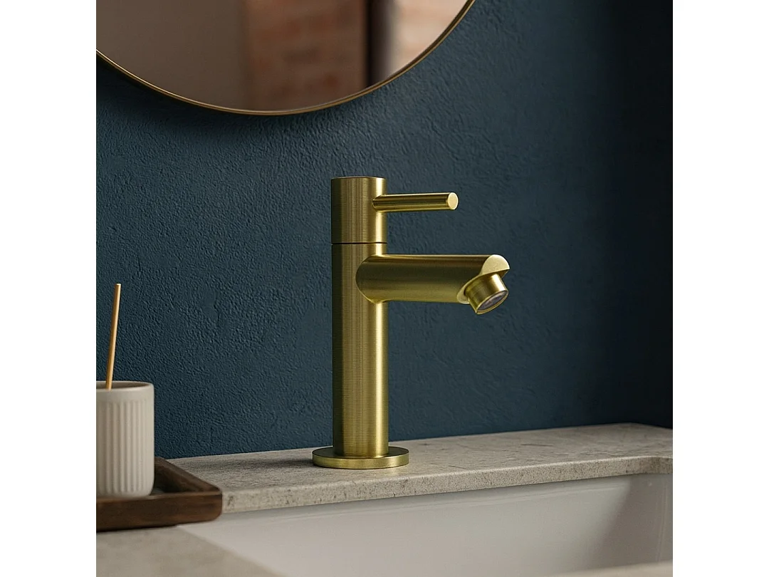 Deco mezclador lavabo oro cepillado agua fría Essebagno