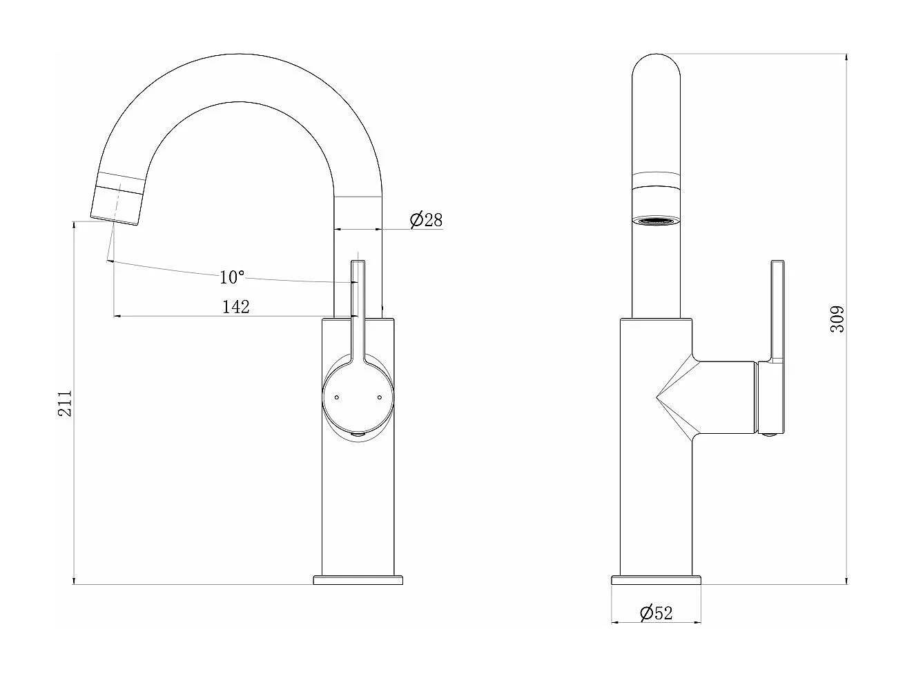 Reflet mezclador de lavabo alto en cobre cepillado Essebagno