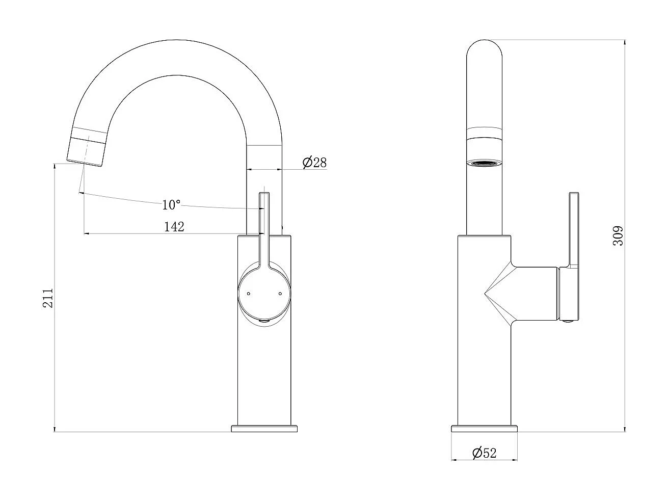 Reflet mezclador de lavabo alto en cobre cepillado Essebagno