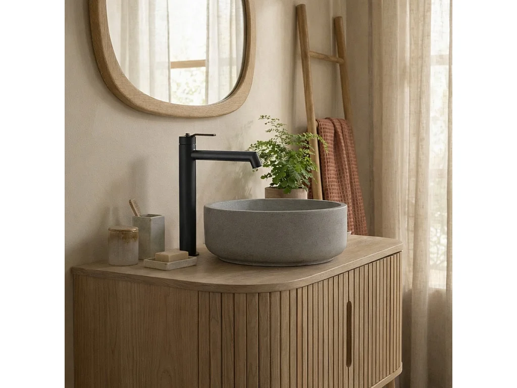 Molette Waschtischmischer hoch schwarz matt Essebagno