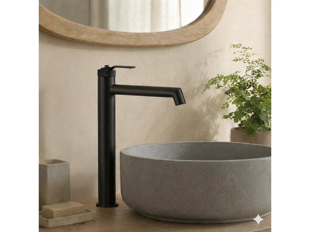 Molette Waschtischmischer hoch schwarz matt Essebagno