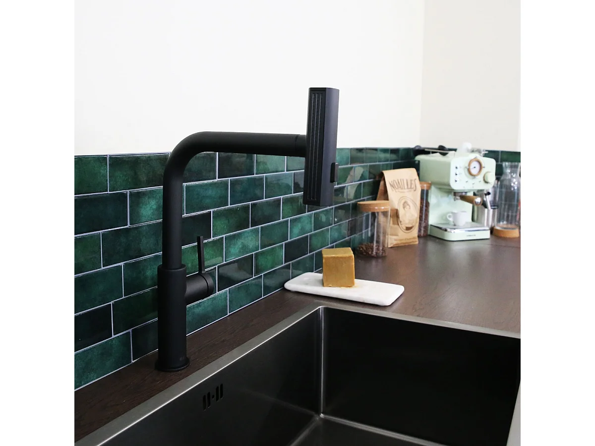 Esserain mitigeur évier à douchette extractible noir mat - Essebagno