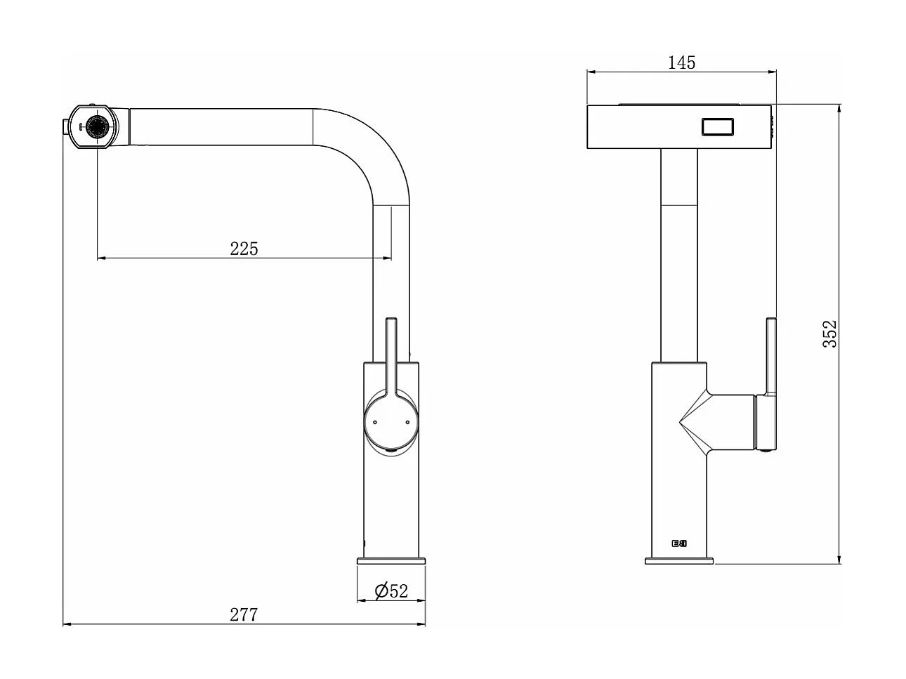 Esserain mitigeur évier à douchette extractible noir mat - Essebagno