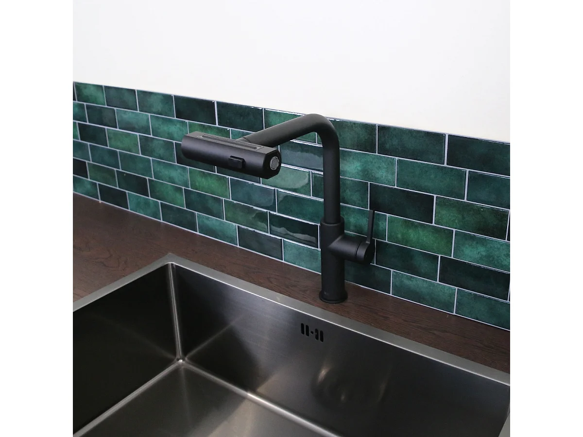 Esserain mitigeur évier à douchette extractible noir mat - Essebagno