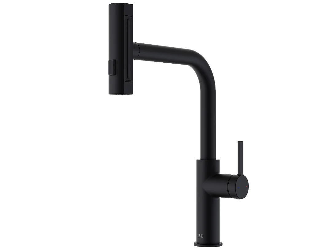 Esserain Misturadora de lavatório com chuveiro de mão extraível em preto mate Essebagno