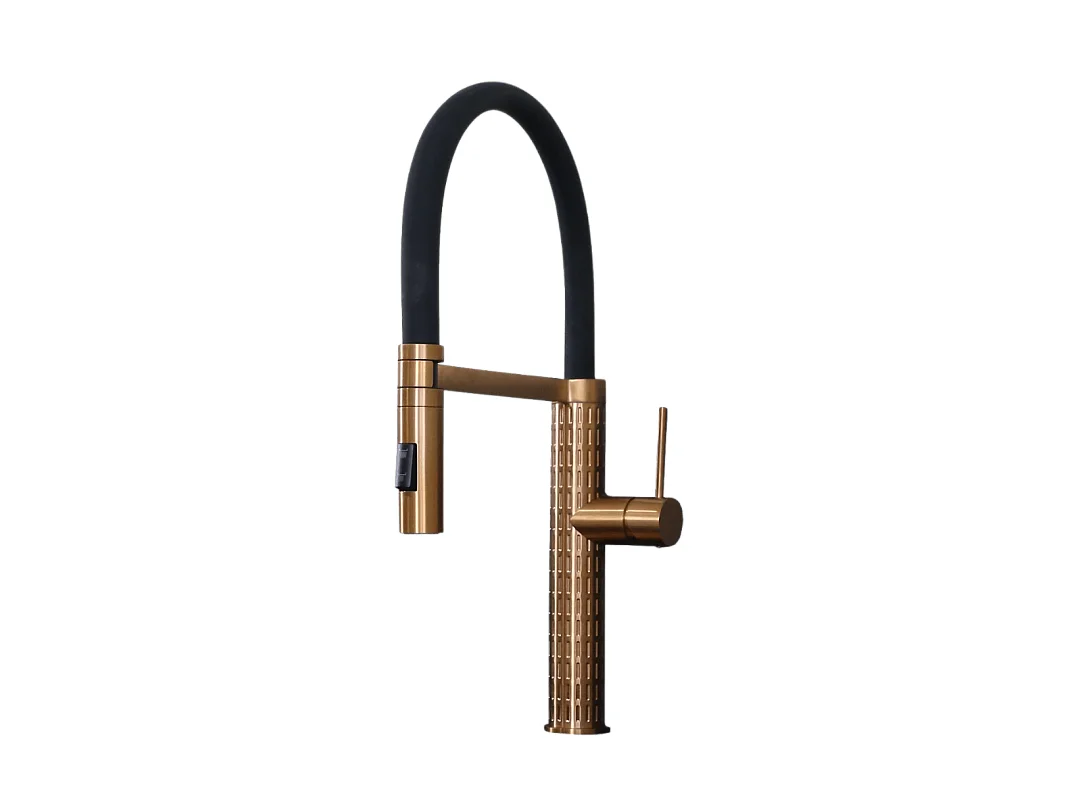 Architek Mezclador de fregadero con rociador móvil en cobre cepillado Essebagno