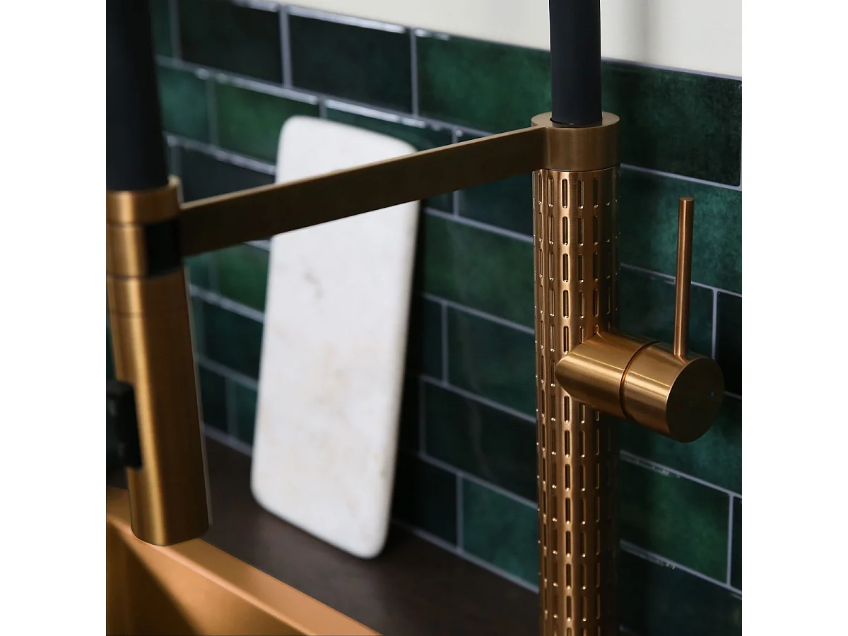 Architek mitigeur évier à douchette mobile cuivre brossé - Essebagno