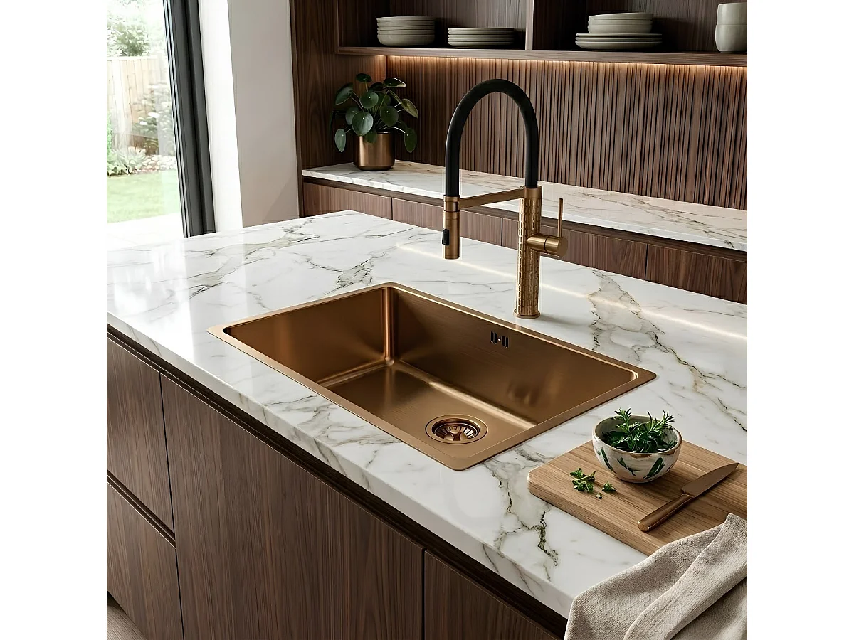 Architek mitigeur évier à douchette mobile cuivre brossé - Essebagno