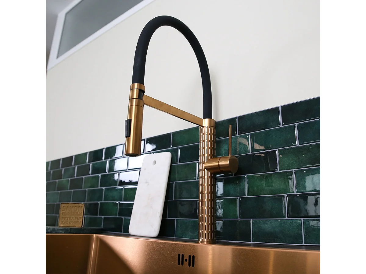 Architek mitigeur évier à douchette mobile cuivre brossé - Essebagno