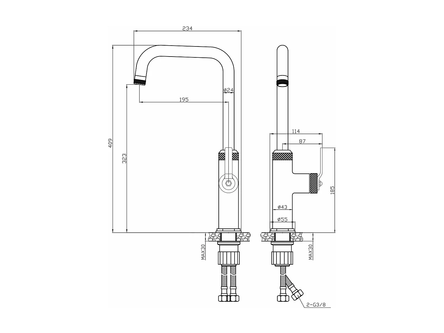 Architek Spültischmischer mattschwarz Essebagno