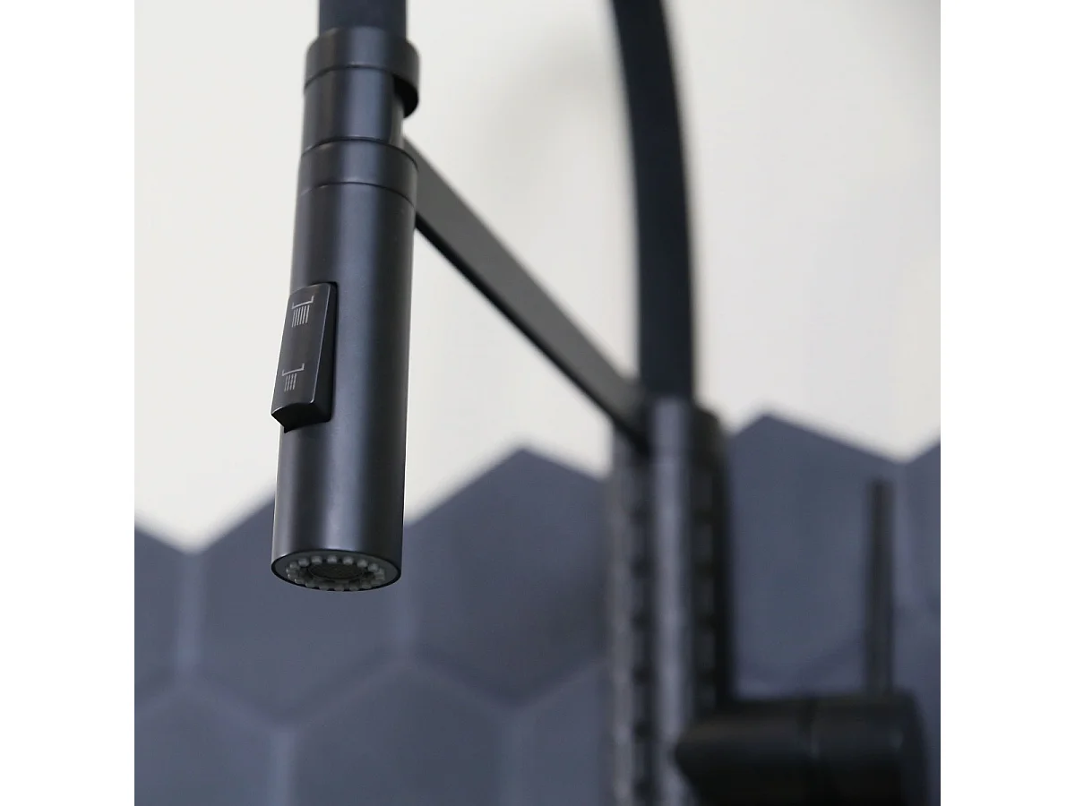 Architek Mezclador monomando de fregadero con teleducha negro Essebagno