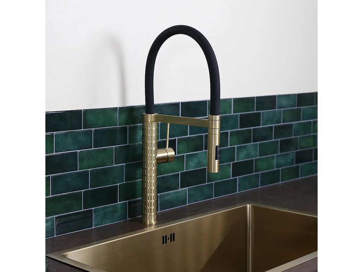 Architek mitigeur évier à douchette mobile or brossé - Essebagno