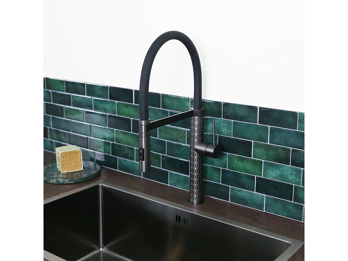 Architek mezclador de fregadero con alcachofa de ducha móvil gris gun metal Essebagno