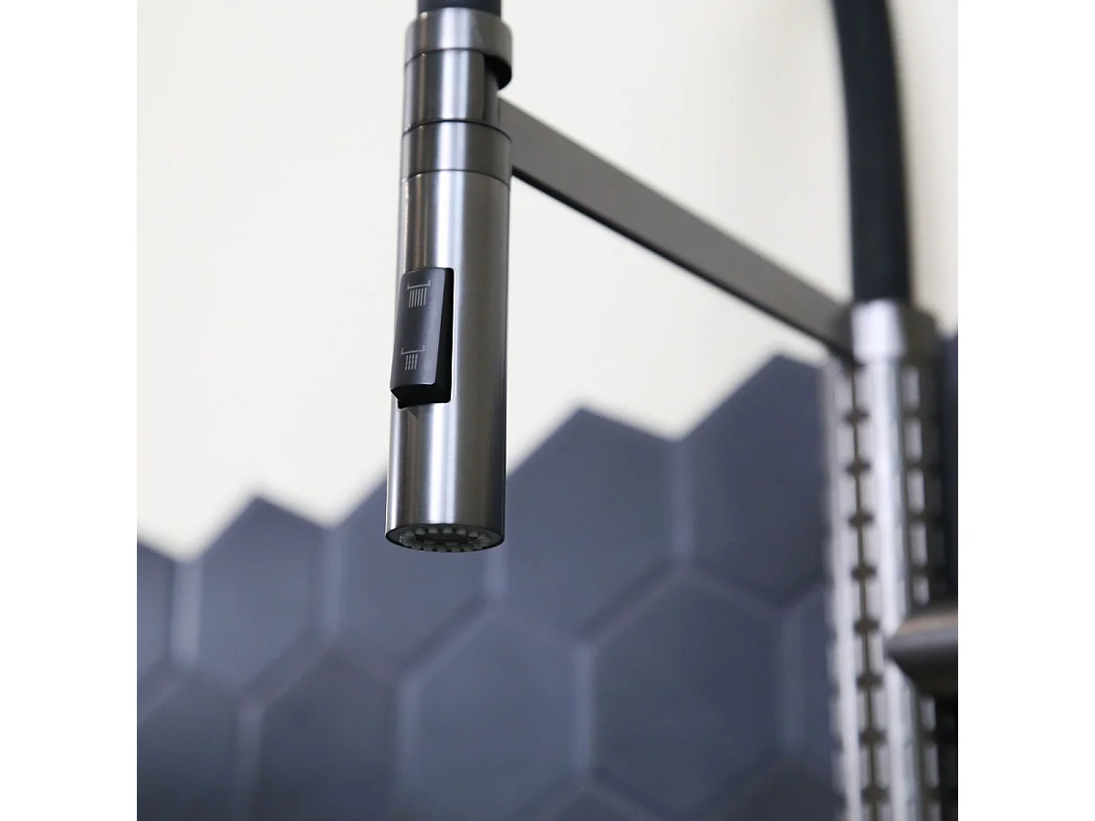 Architek mitigeur évier à douchette mobile gris gun métal - Essebagno