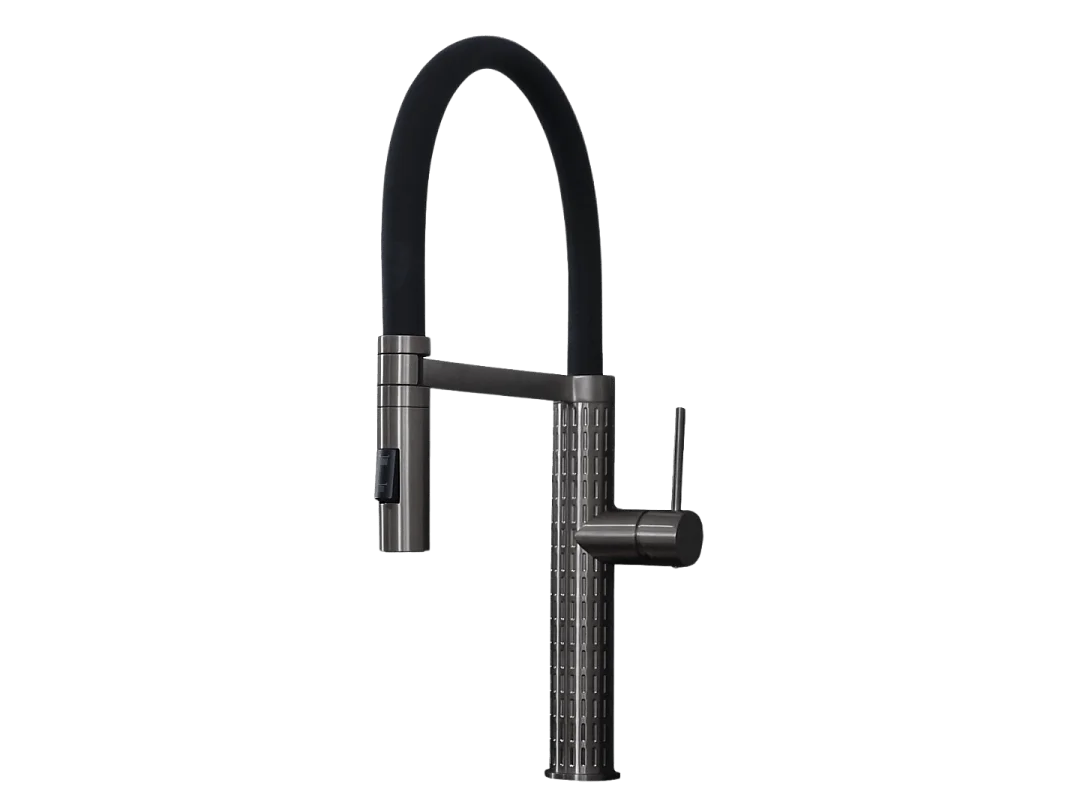 Architek Miscelatore per lavabo con soffione mobile in grigio gun metallo Essebagno