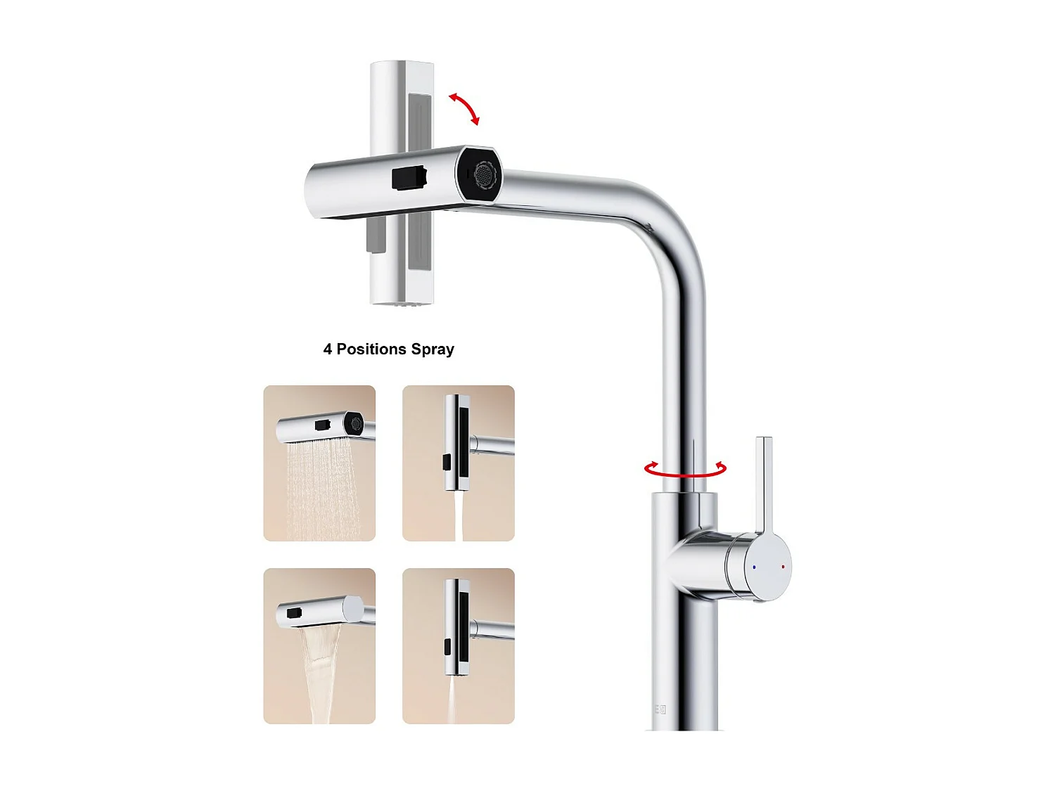 Esserain mitigeur évier à douchette extractible chrome - Essebagno