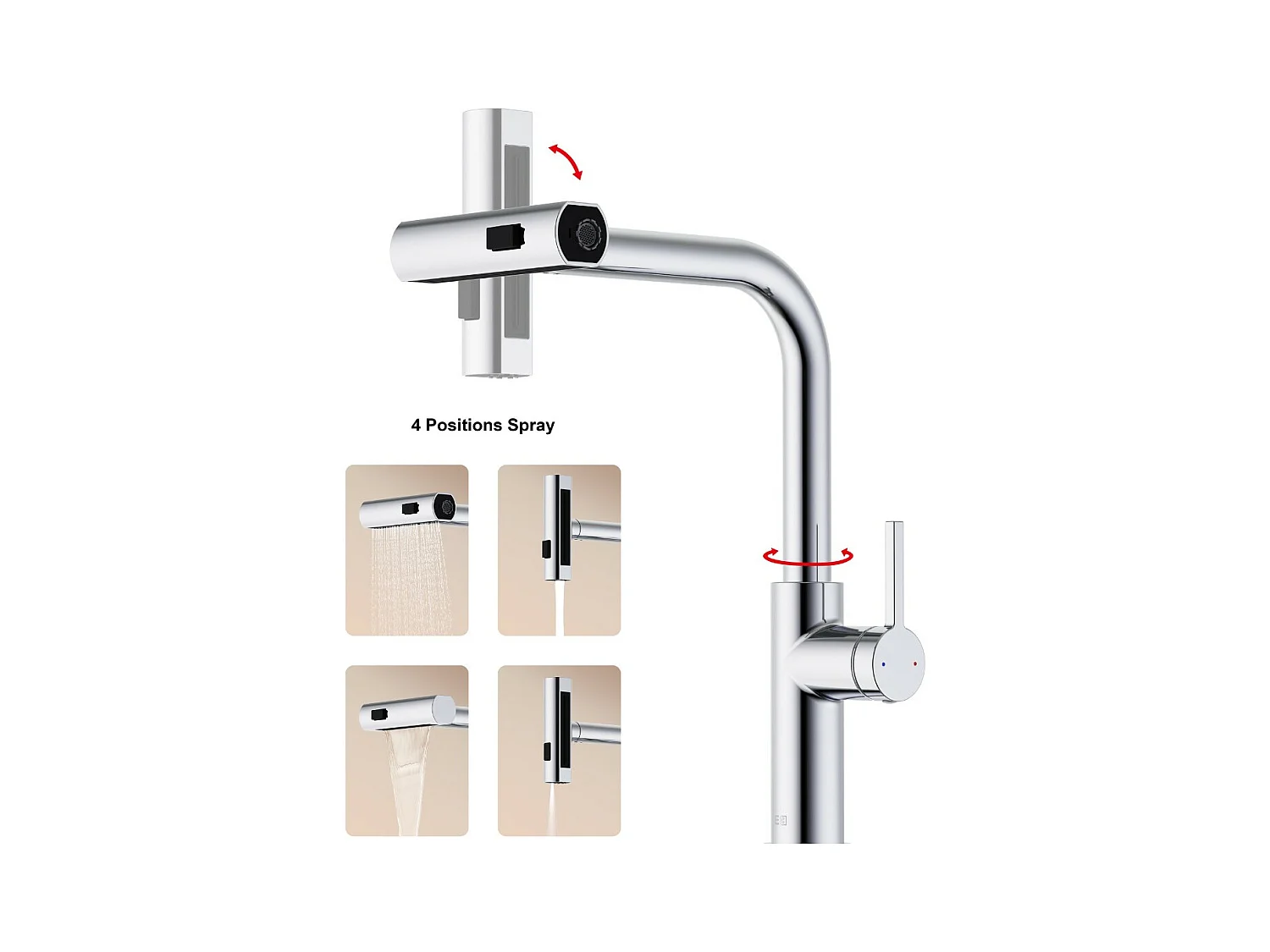 Esserain mitigeur évier à douchette extractible chrome - Essebagno