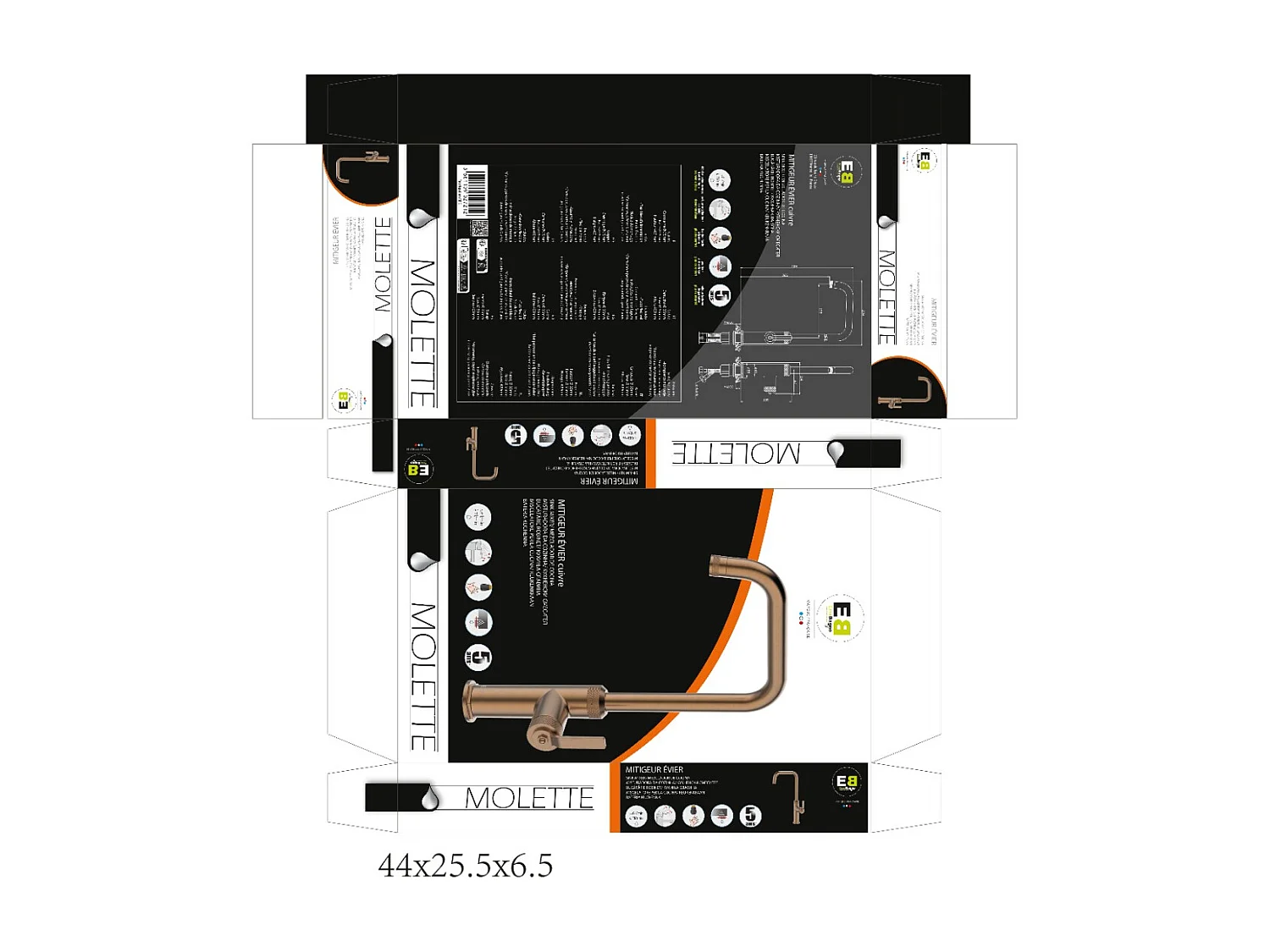 Molette mitigeur évier cuivre brossé - Essebagno