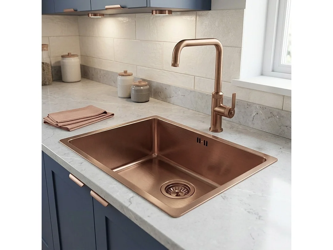 Molette mitigeur évier cuivre brossé - Essebagno