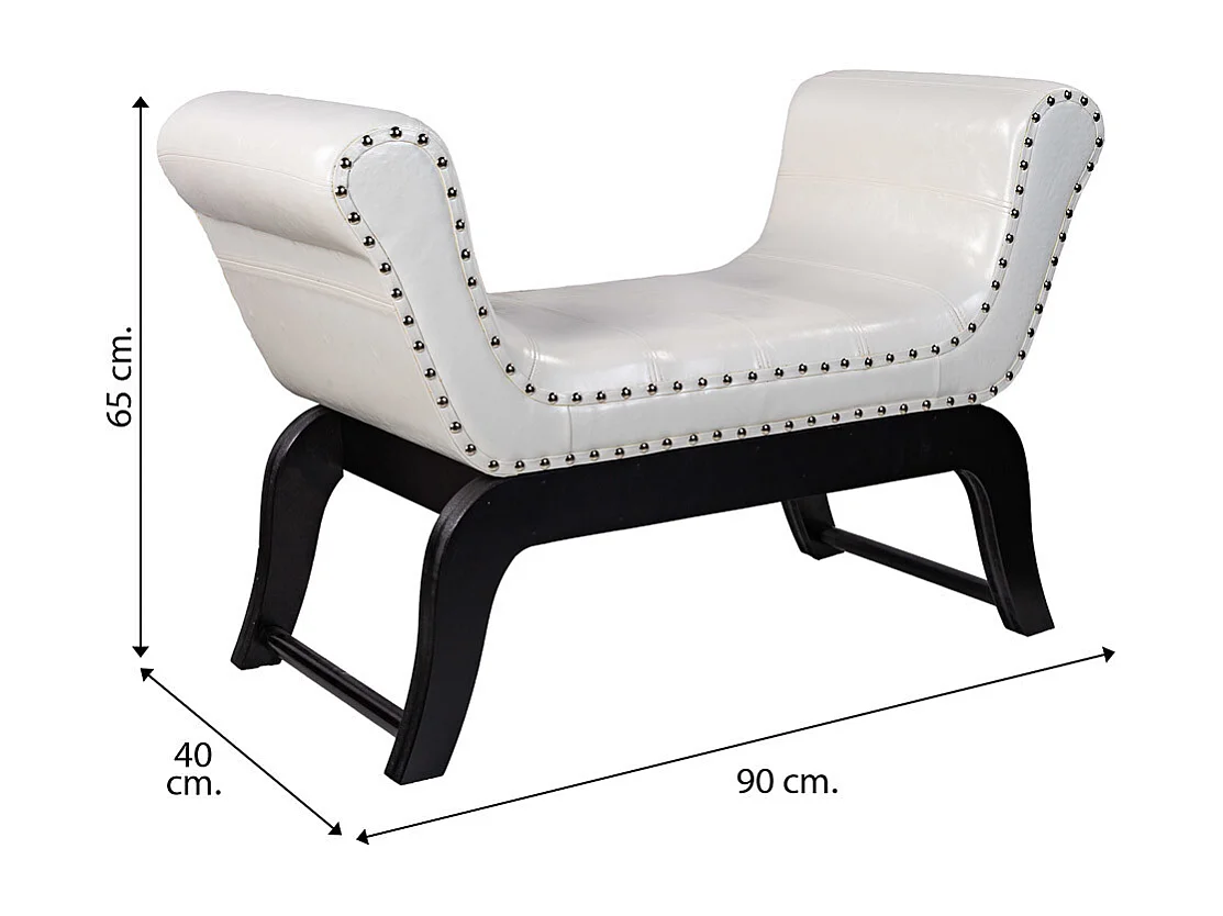 Sgabello in similpelle bianca 90x40x65h