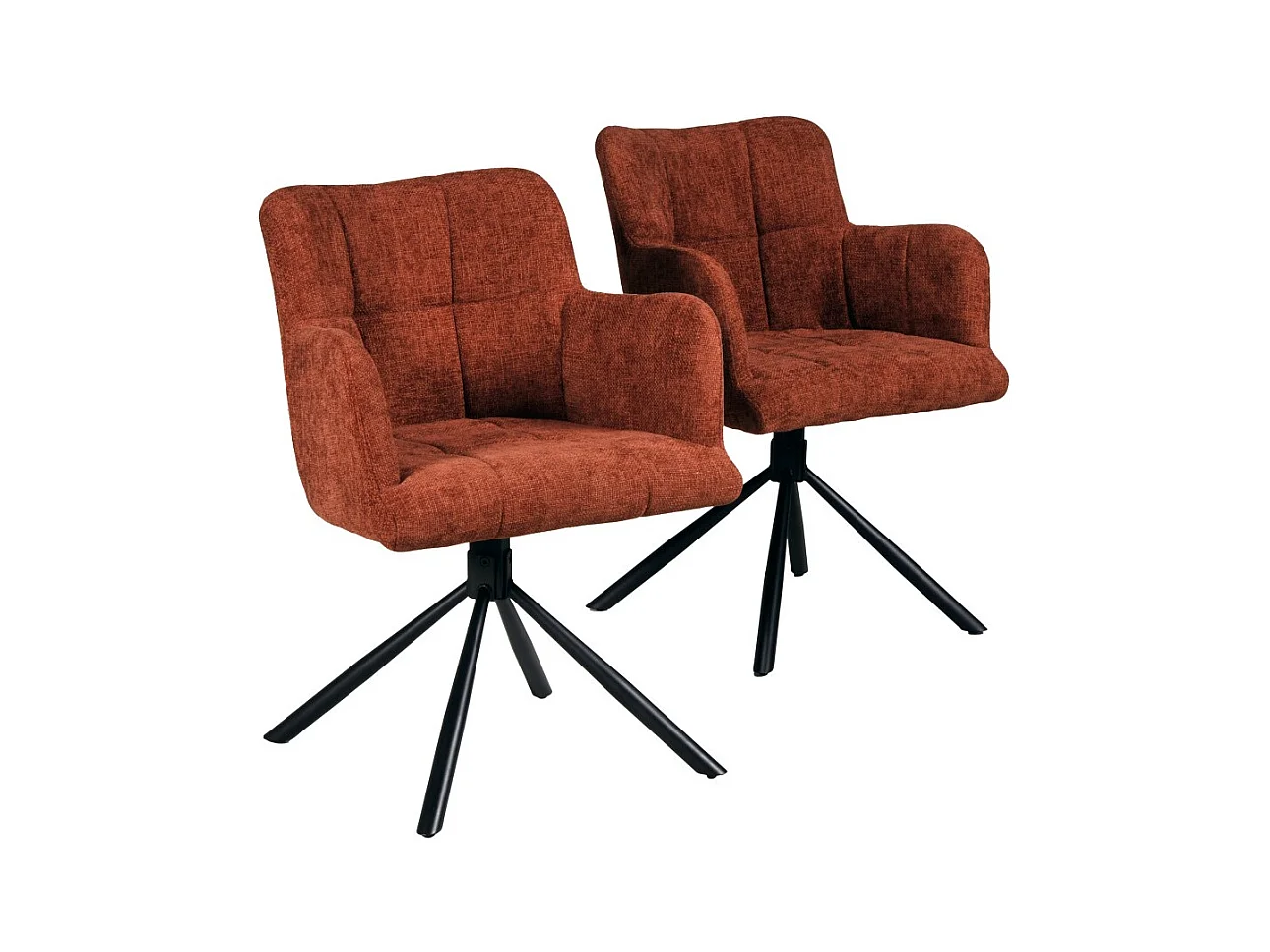 Lot de 2 chaises pivotantes de salle à manger MILA/ Brun brique