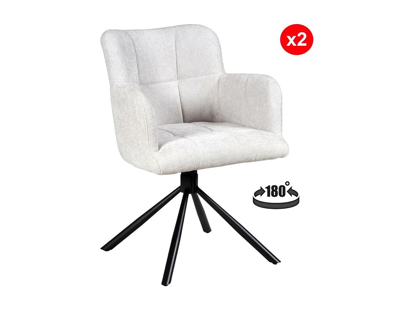 Lot de 2 chaises pivotantes de salle à manger MILA/ Gris clair