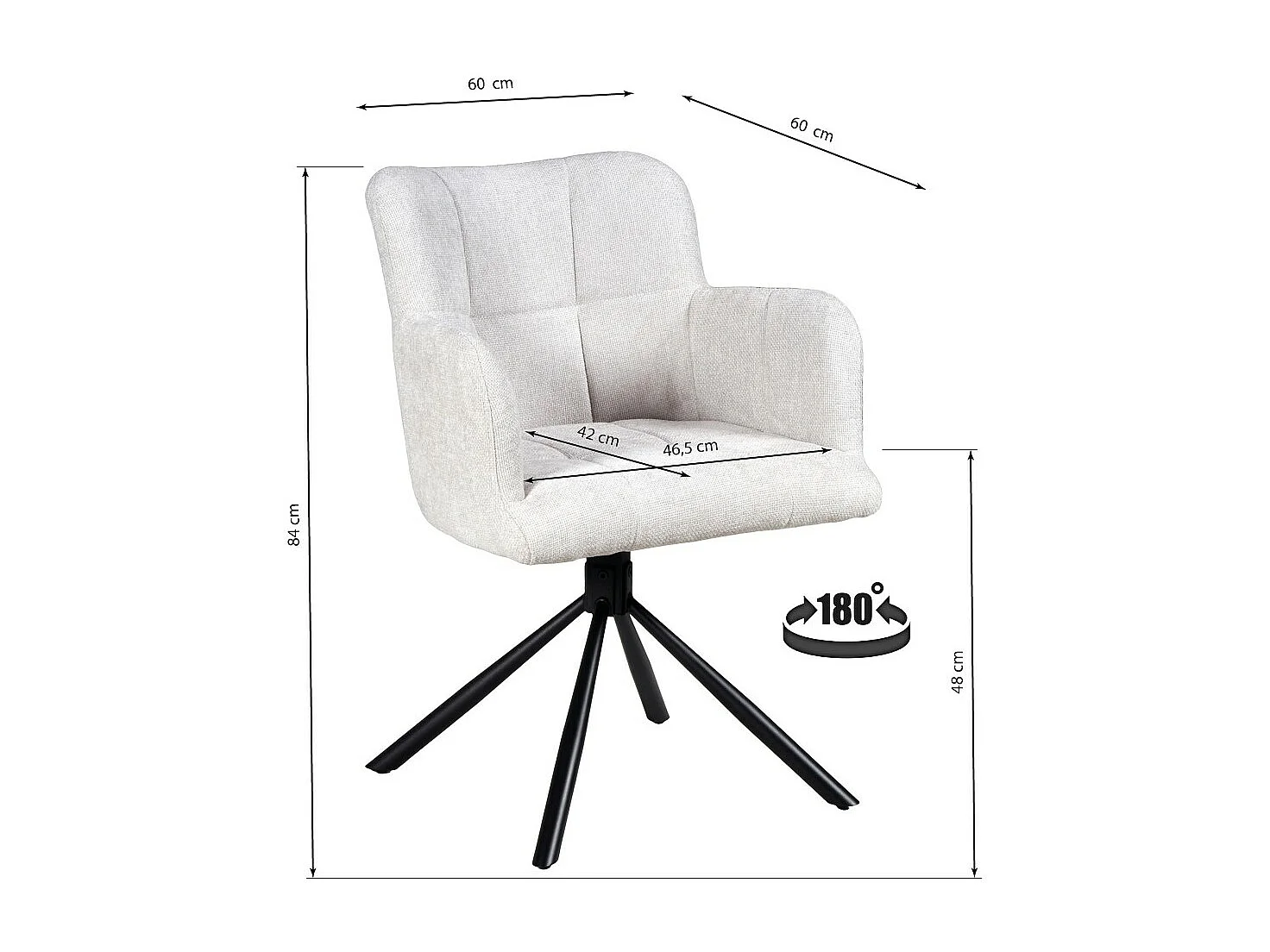 Lot de 2 chaises pivotantes de salle à manger MILA/ Gris clair