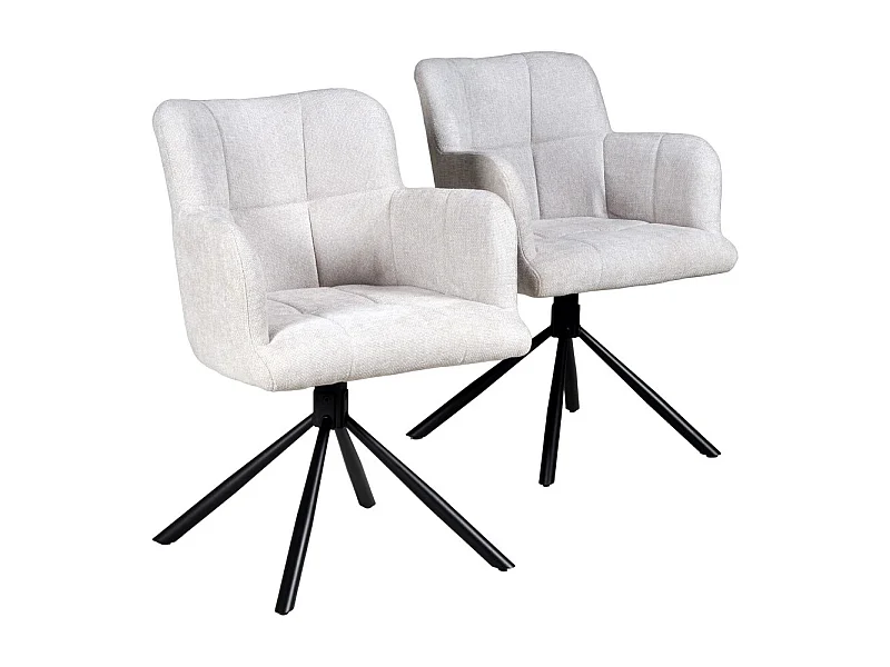 Lot de 2 chaises pivotantes de salle à manger MILA/ Gris clair