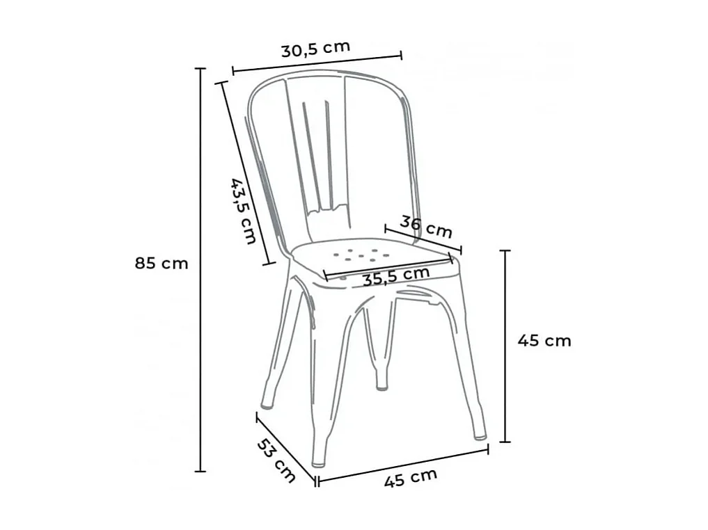 stock 20 silla industrial metal acero para cocinas y bares steel one - Bronze