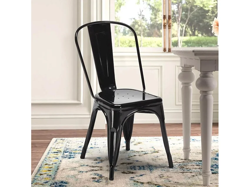 silla de comedor de metal para cocinas y bares steel one - Negro