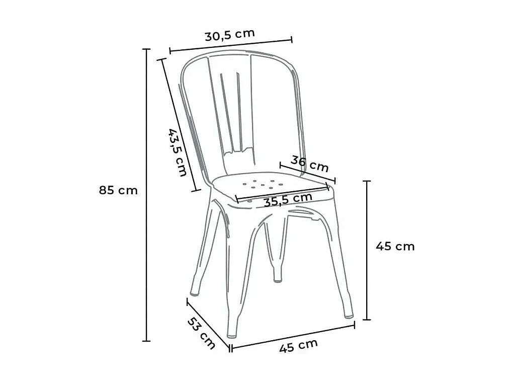 silla de comedor de metal para cocinas y bares steel one - Negro