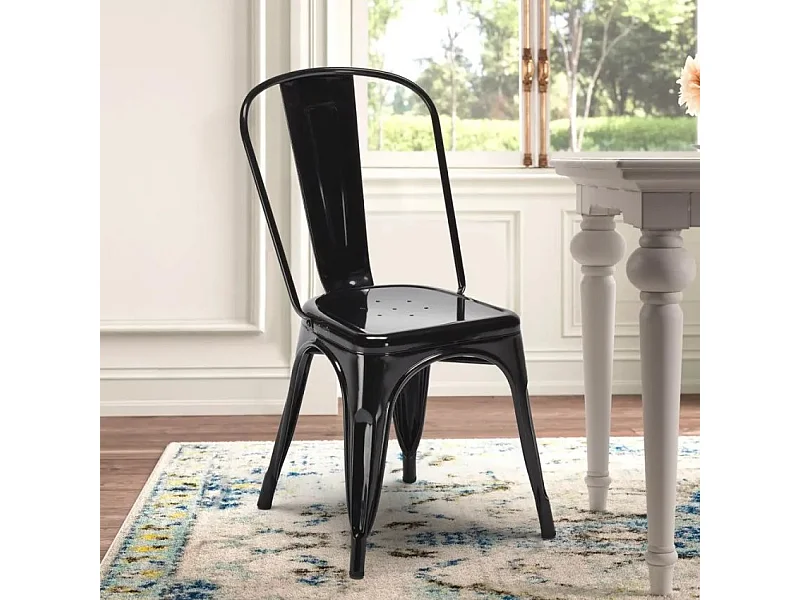 silla de comedor de metal para cocinas y bares steel one - Negro