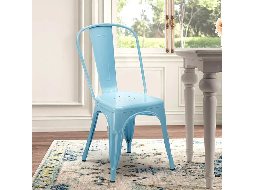 silla de comedor de metal para cocinas y bares steel one - Azul