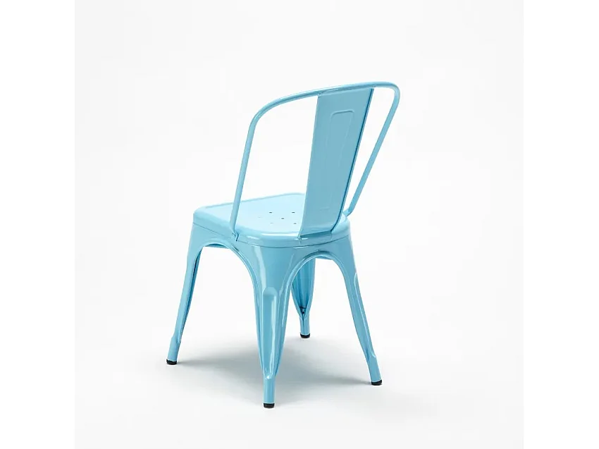 silla de comedor de metal para cocinas y bares steel one - Azul