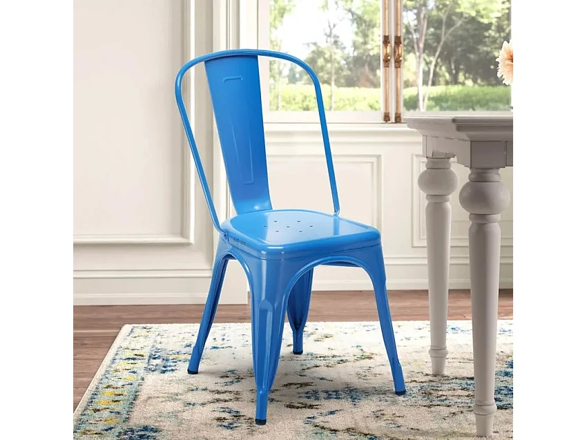 silla de comedor de metal para cocinas y bares steel one - Azul Marino