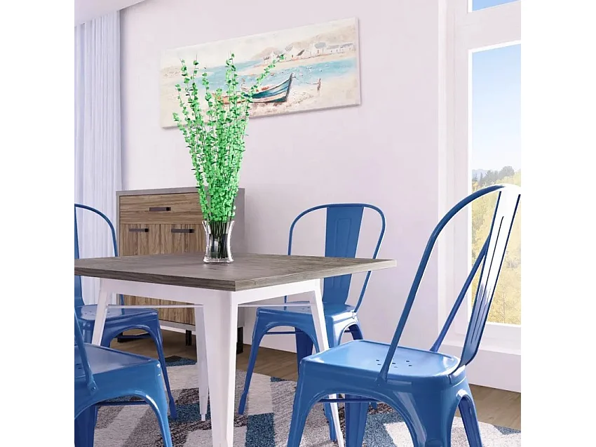 silla de comedor de metal para cocinas y bares steel one - Azul Marino