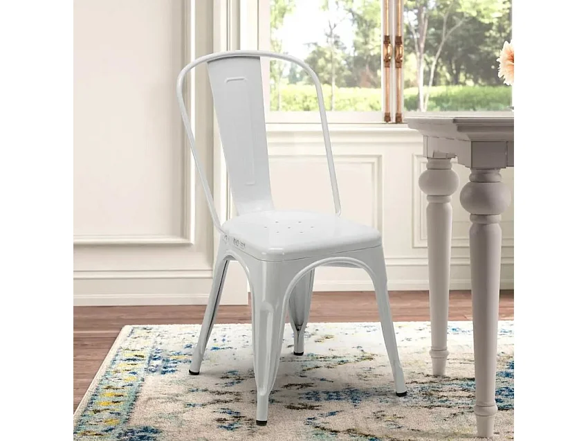 silla de comedor de metal para cocinas y bares steel one - Blanco