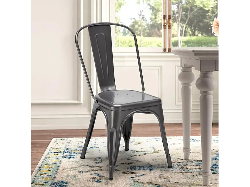 stock 20 silla industrial metal acero para cocinas y bares steel one - Gris