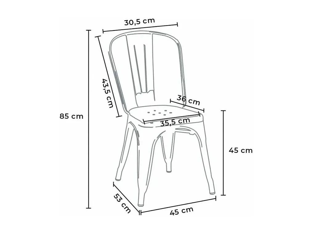 stock 20 silla industrial metal acero para cocinas y bares steel one - Gris